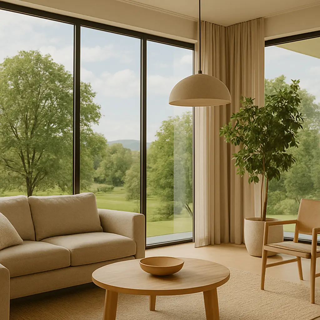 wnętrze z widokiem na zewnątrz Interieur mit Ausblick